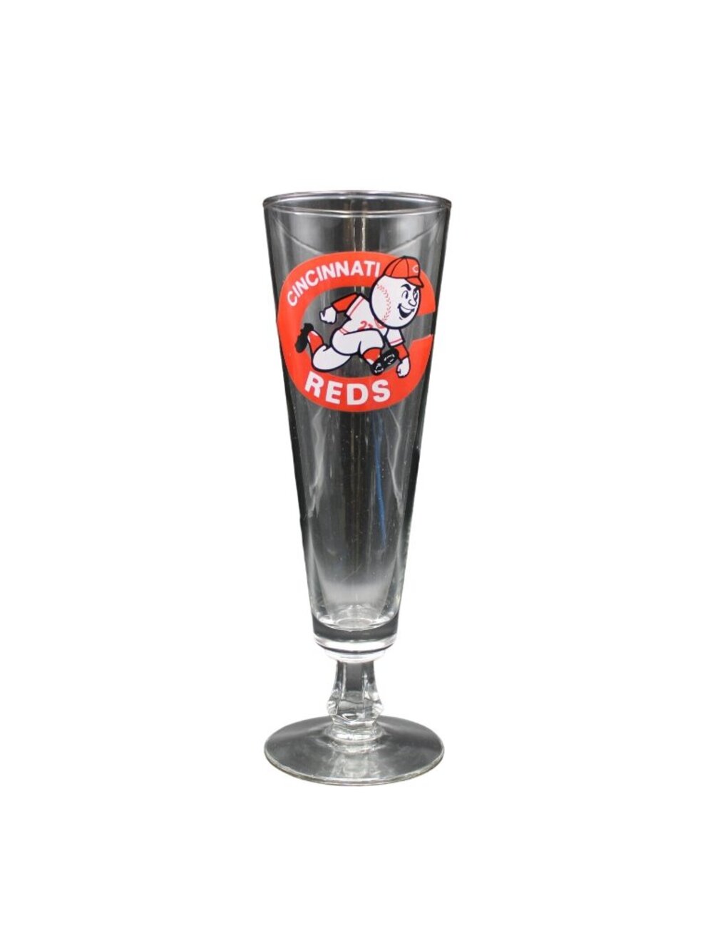 Cincinnati Reds Logo 90 Libby 6425 Footed 10oz Pilsner Beer Bar Glass Breweriana